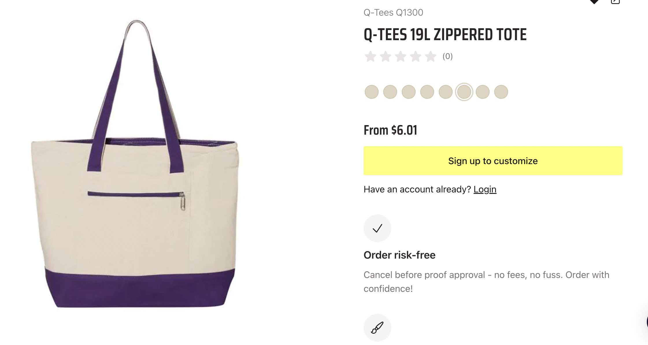 company branding swag tote, branded swag store tote, custom promotional products swag tote with zipper