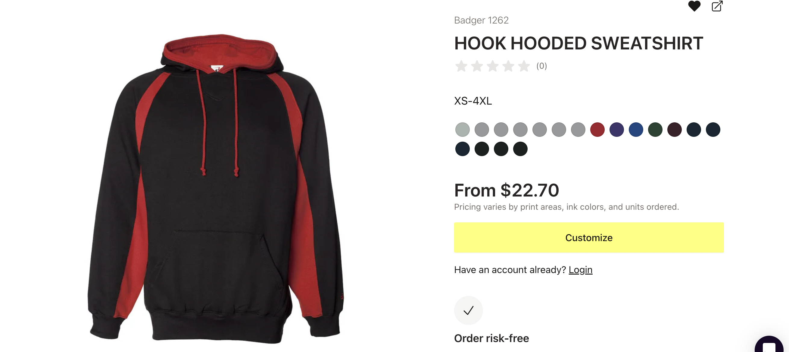 Badger Black-Red Hook Hooded Sweatshirt