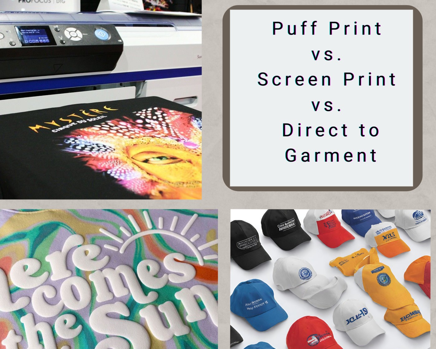 Puff Print vs. Screen Print vs. Direct-to-Garment (DTG)