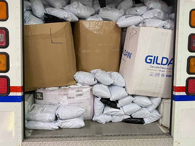 USPS Truck Filled To The Top With Swag