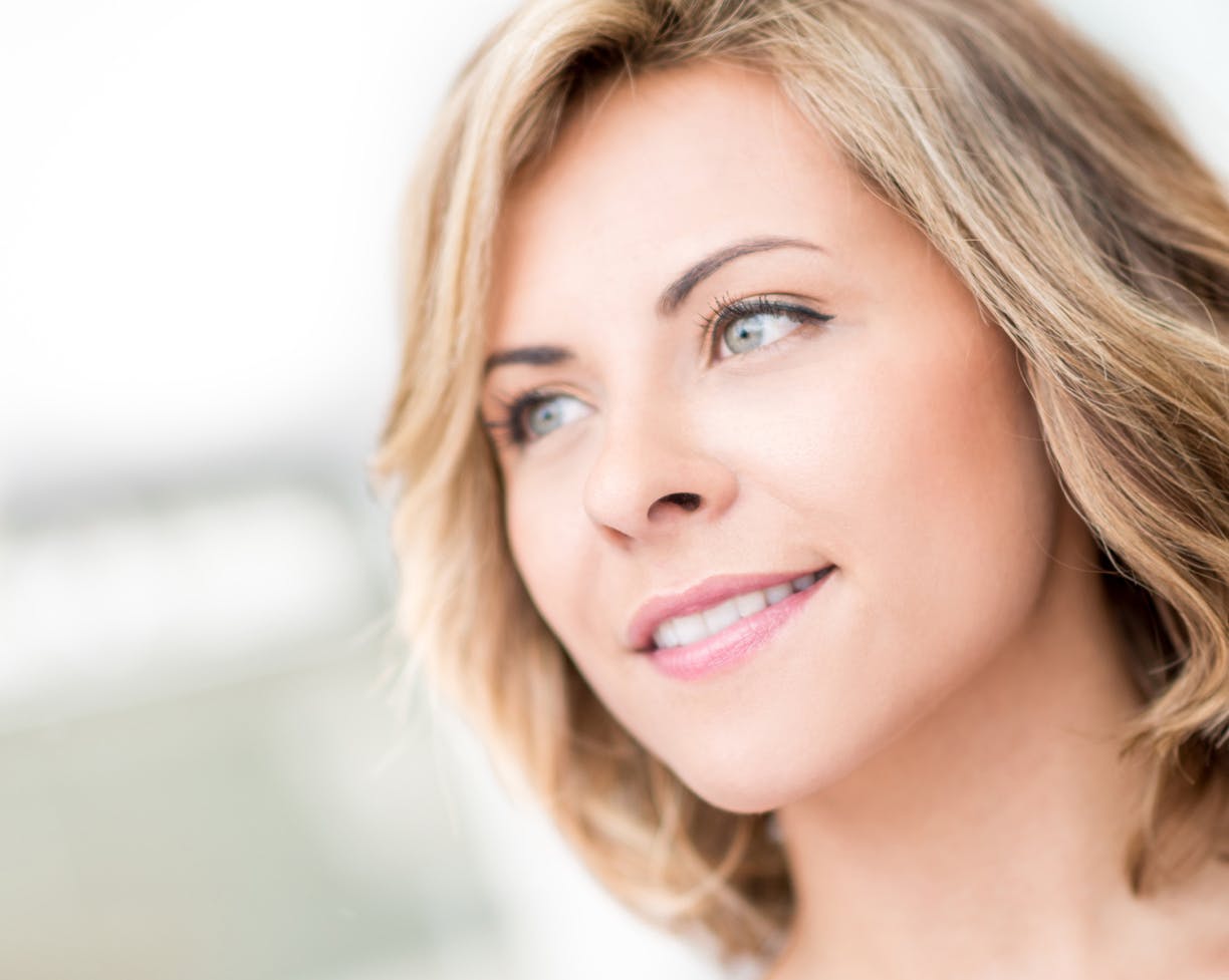 Close-up of a blonde woman's face
