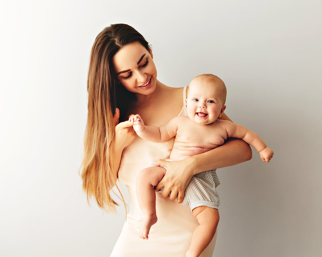 Woman holding a baby