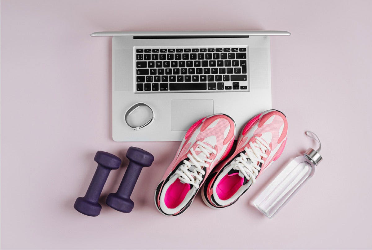 fitness gear and laptop