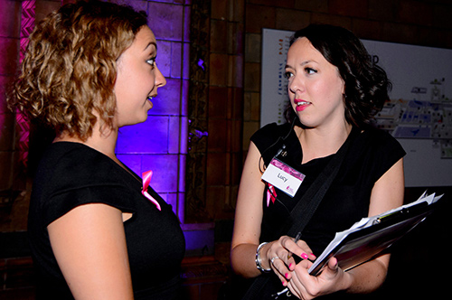 Event manager talking with staff