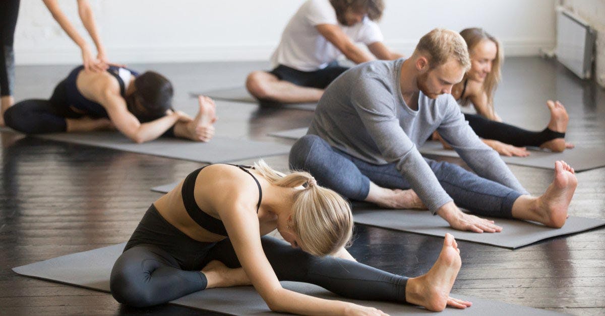 Group doing Yin Yoga