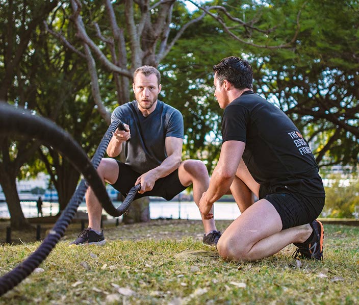 men training outdoors