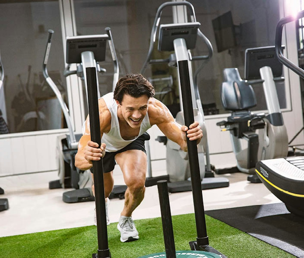man training at the gym