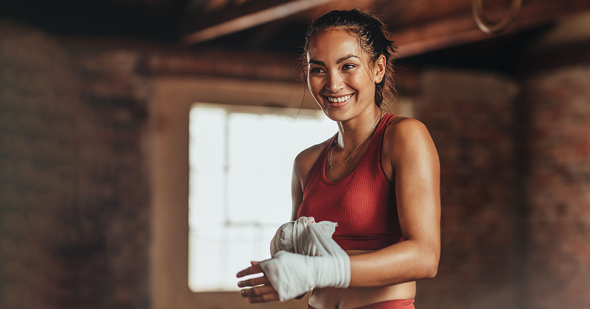 boxer wearing strap