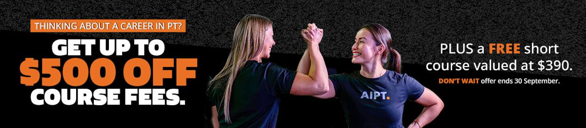 AIPT Trainer with AIPT Campus Club Student celebrating $500 Off Offer