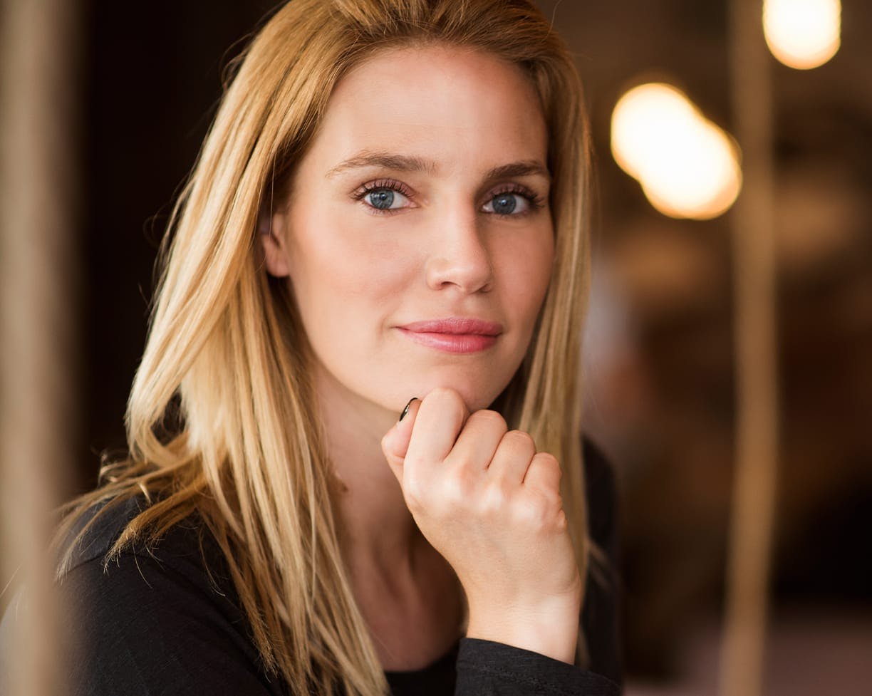 blonde woman smiling