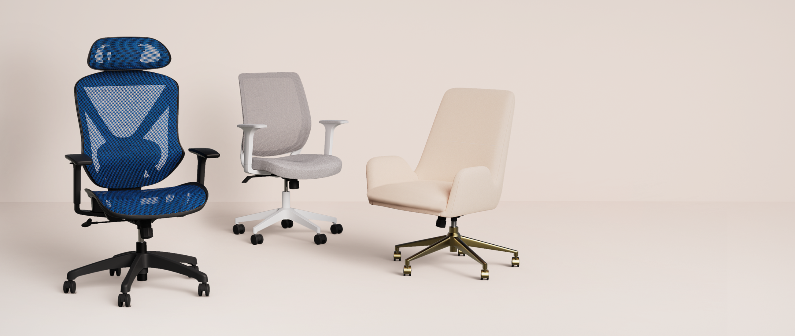 task chair, mesh chair, and fabric chair