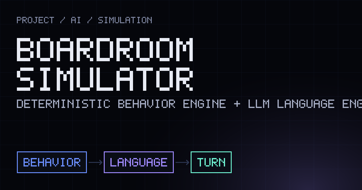 Boardroom Simulator: behavior engine, language engine, turn Boardroom Simulator: A Multi-Agent Negotiation Engine cover