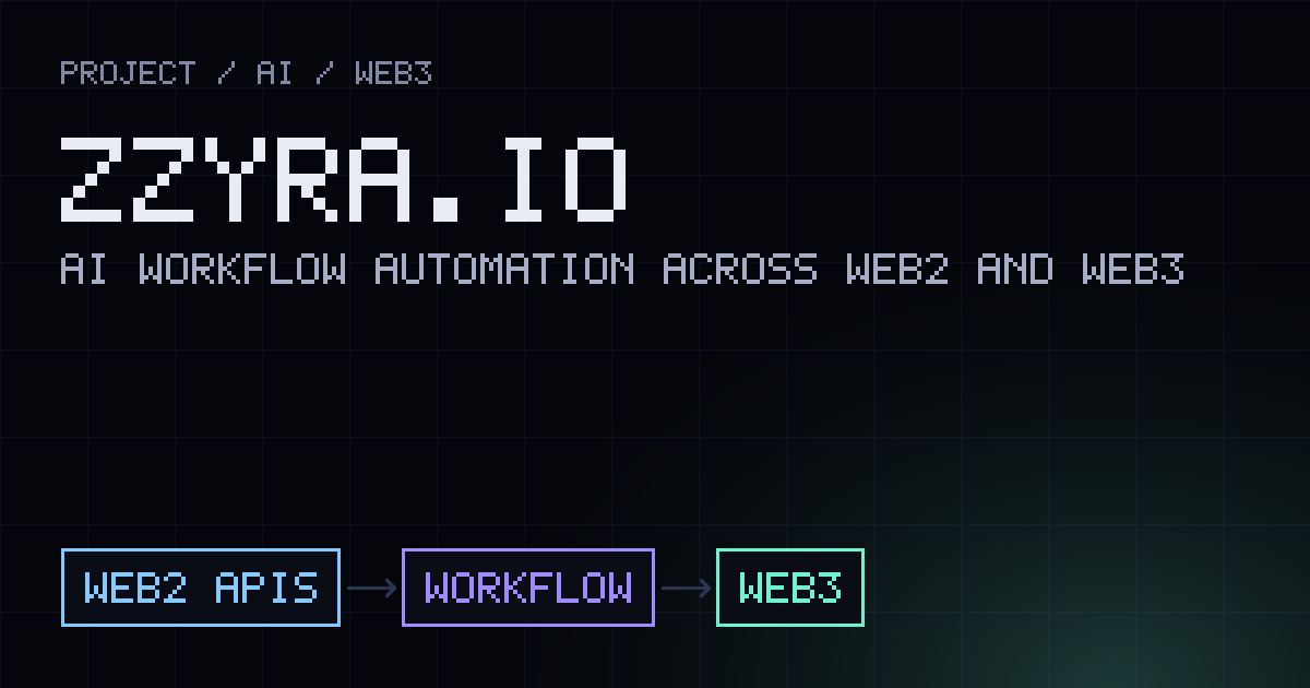 Zzyra: Web2 APIs, workflow engine, Web3 Zzyra.io cover