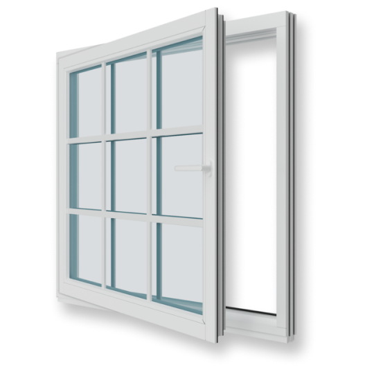 Dreje-kip vindue i kippet ventilationsstilling