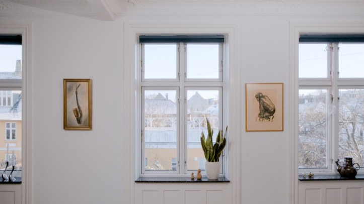 Interior of an apartment with casement windows