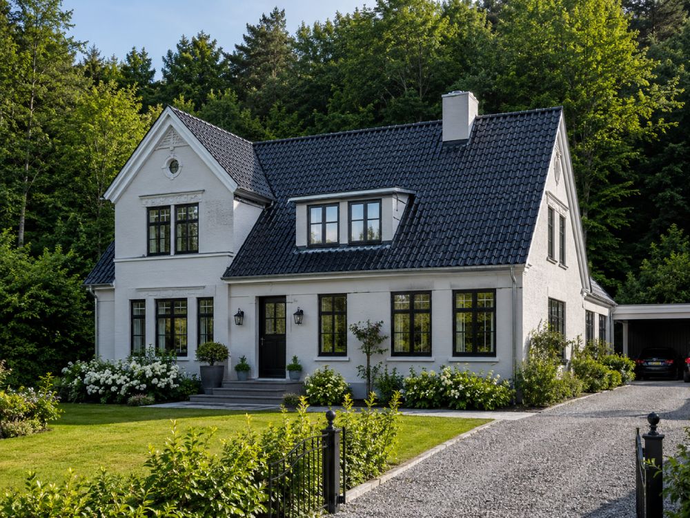 Svarta flaggfönster med spröjs