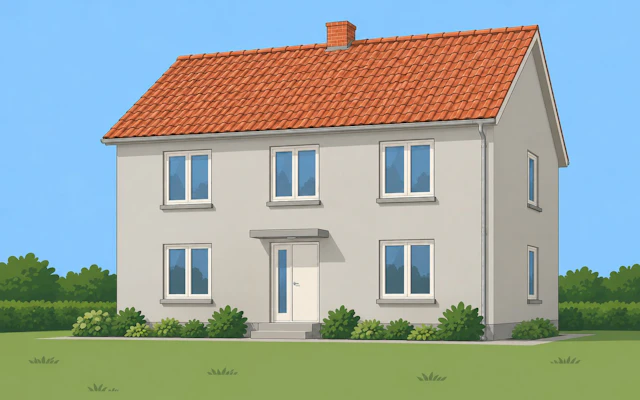 Illustration af villa i to plan
