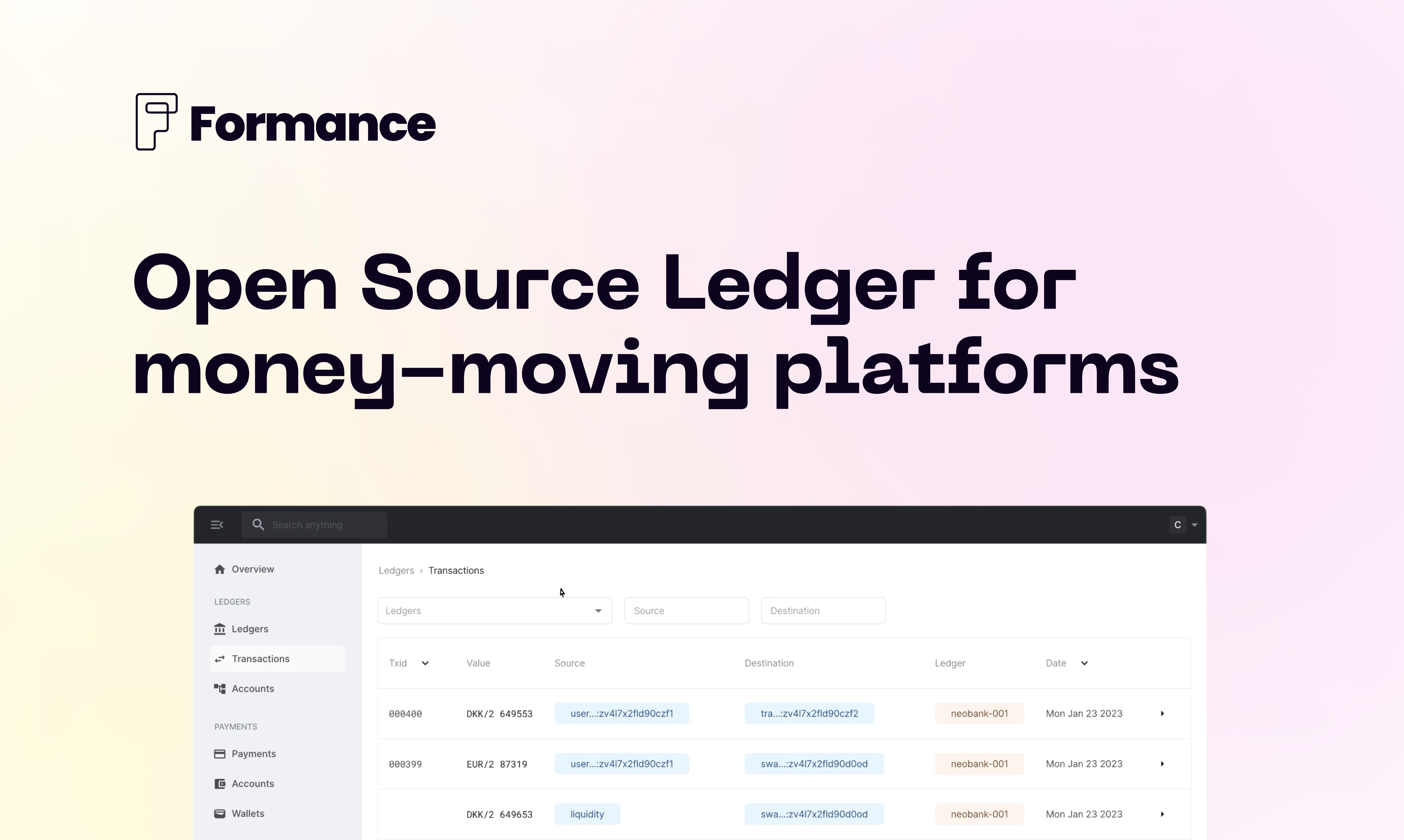 Formance Open Source Ledger For MoneyMoving Platforms
