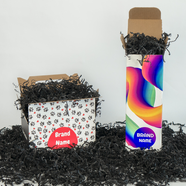 Black Crinkle Paper in Gift Mailer and Gable Box