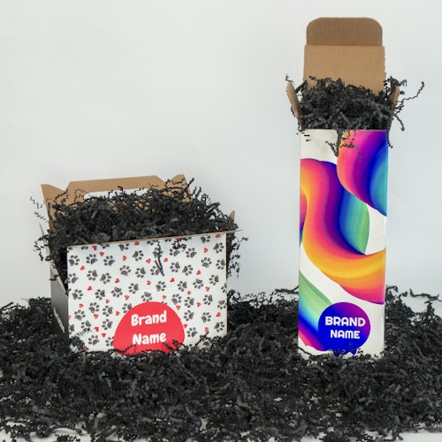 Black Crinkle Paper in Gift Mailer and Gable Box