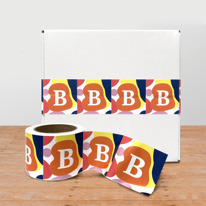 Custom White Poly Tape on White Box with roll