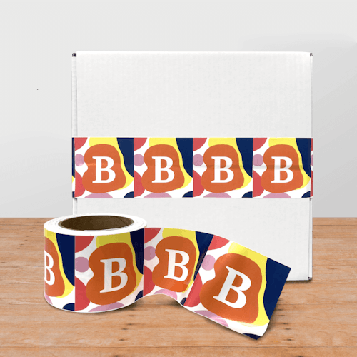 Custom White Poly Tape on White Box with roll