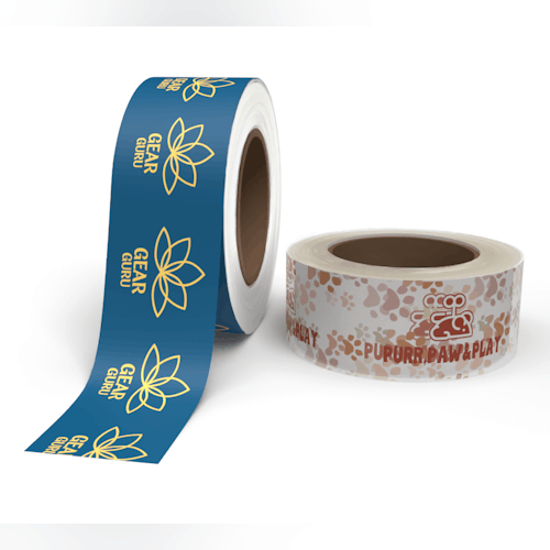Rolls of clear vs white custom poly tape
