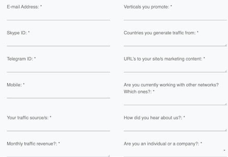 Algo Affiliates signup flow