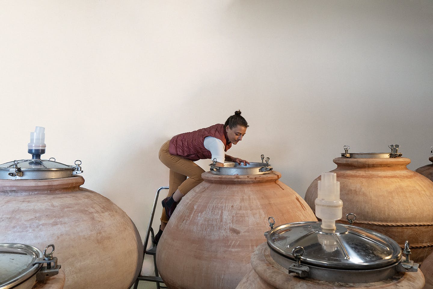 Elena Casadei with carboys