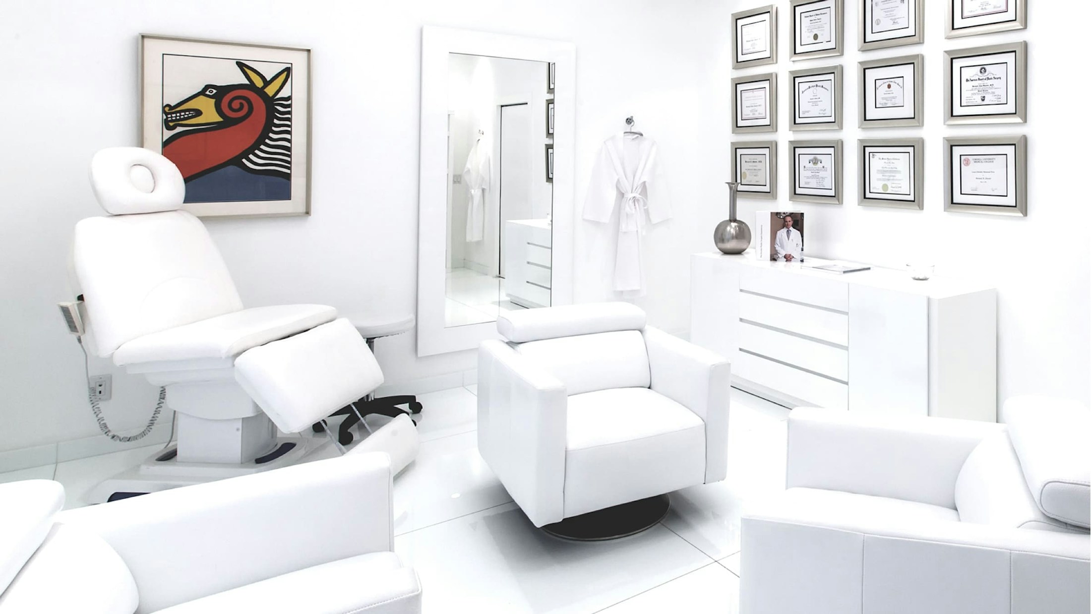 a look inside Dr. Shuster clean white procedure room