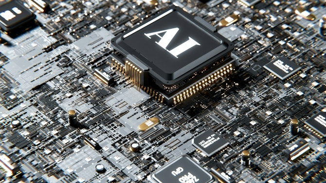 Een AI chip op een computer moederbord