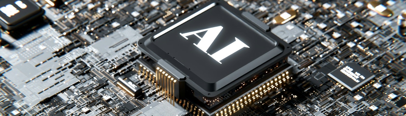 Een AI chip op een computer moederbord