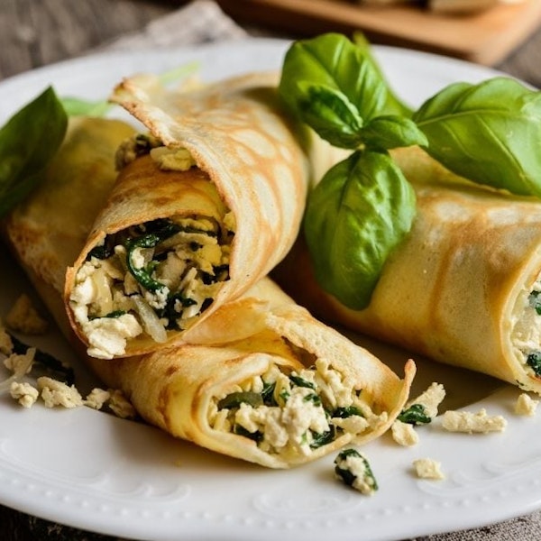 Crepes með sætri sinnepssósu