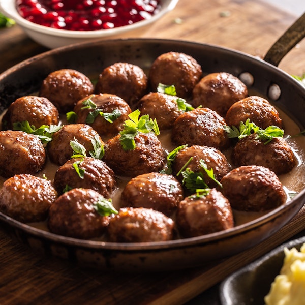 Kjötbollur í brúnni sósu & kartöflumús