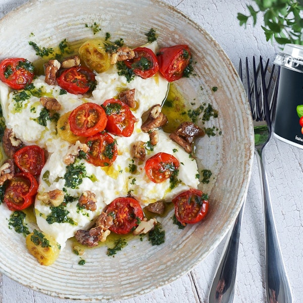 Burrata með bökuðum tómötum