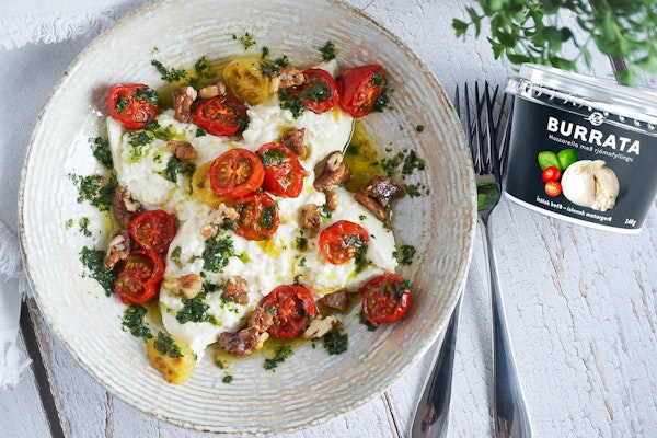 Burrata með bökuðum tómötum