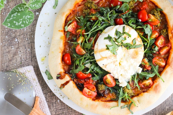 Pizza með íslenskum burrata