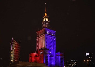 Taras Pałac Kultury nocą