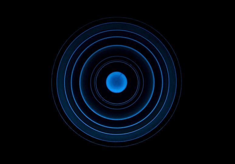 blue circles over black background