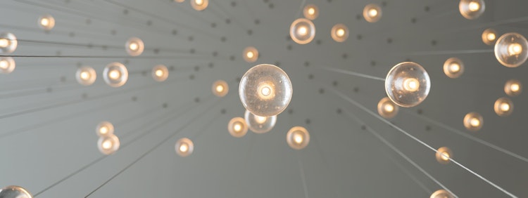low angle photography of drop lights