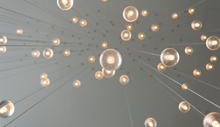 low angle photography of drop lights