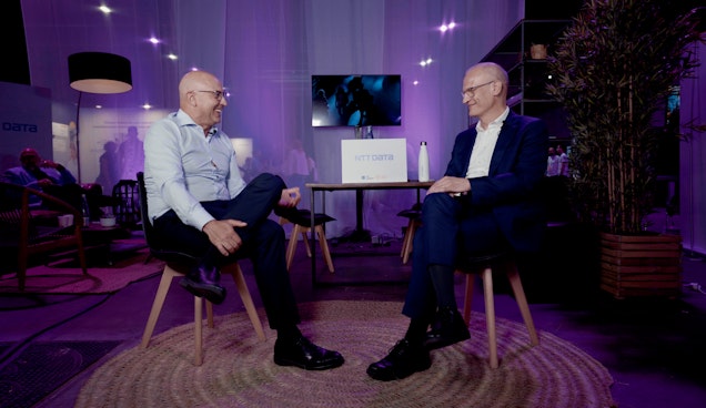 Guido Proietti, Insurance Director at NTT DATA, and Giacomo Lovati, Chief Beyond Insurance Officer at Unipol, talking