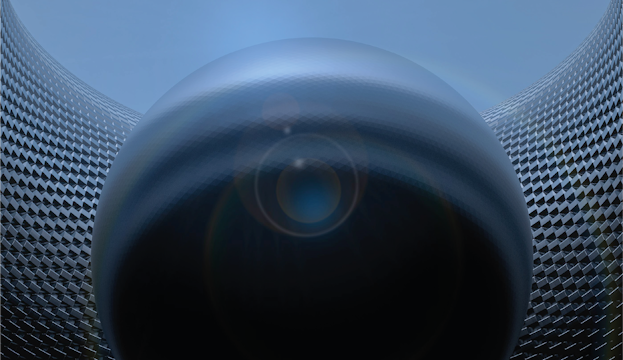 huge ball structure iron blue and grey