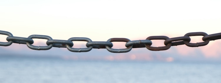 brown metal chain with white background