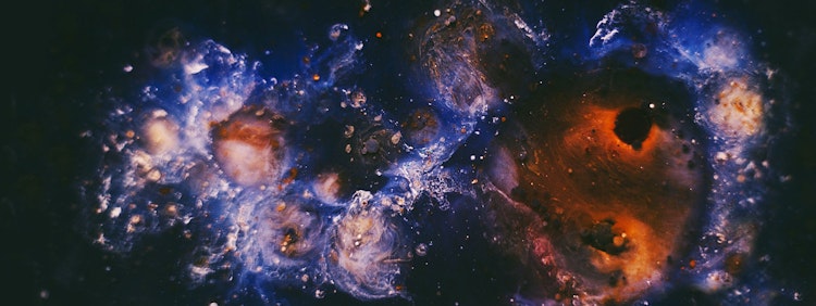 blue and orange galaxy illustration