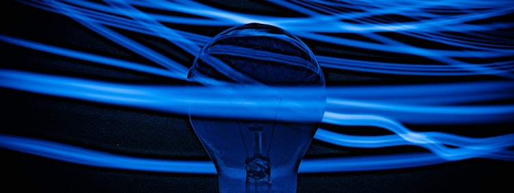 blue and white light fixture