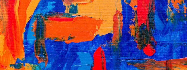 blue and orange abstract canvas painting