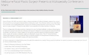 Melbourne Facial Plastic Surgeon Presents at Multispecialty Conference in Miami