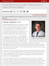Florida Facial Plastic Surgeon Featured at 2015 Vegas Cosmetic Surgery