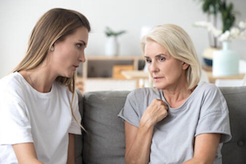 Two Women Having a Serious Conversation